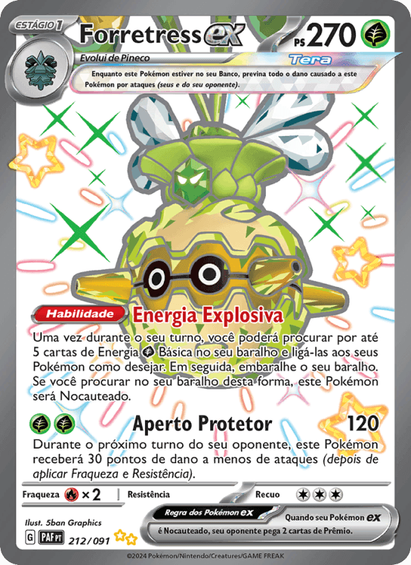 Forretress ex, card 212 from Destinos de Paldea