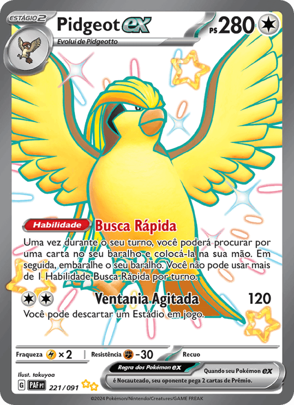 Pidgeot ex, carta 221 de Destinos de Paldea