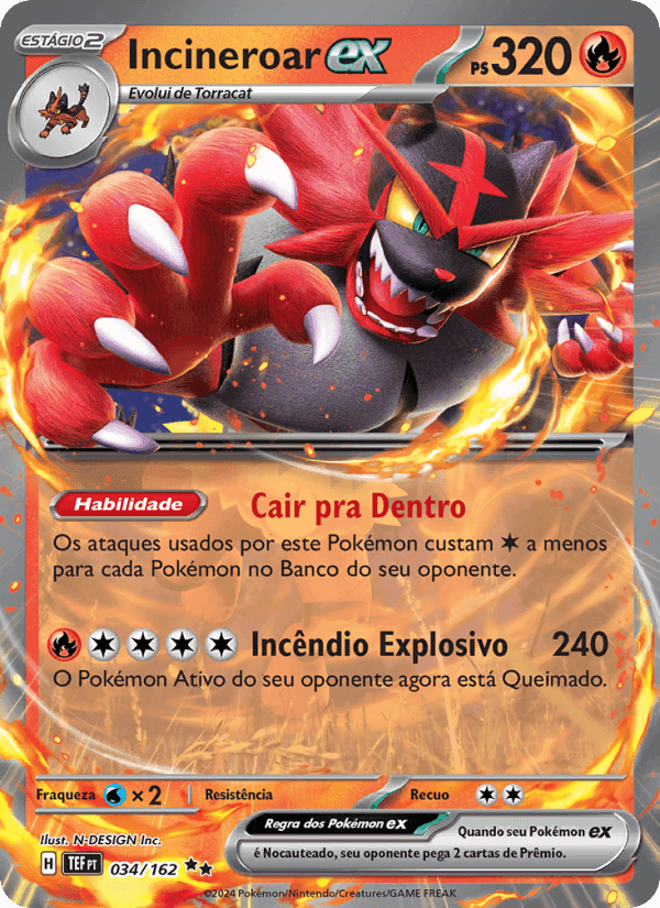 Incineroar ex, carta 034 de Forças Temporais