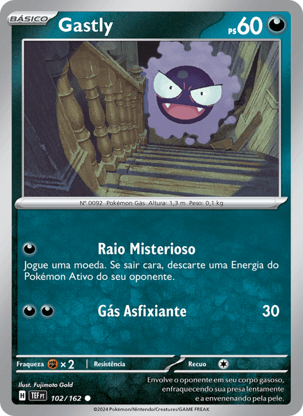 Gastly, card 102 from Forças Temporais