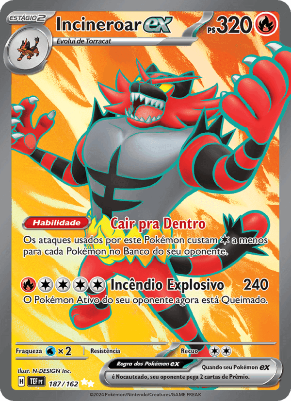 Incineroar ex, card 187 from Forças Temporais