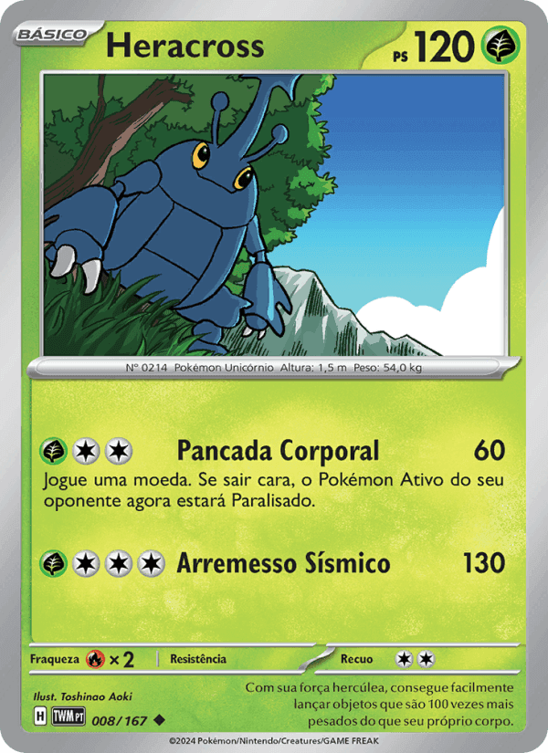 Heracross, carta 008 di Máscaras do Crepúsculo