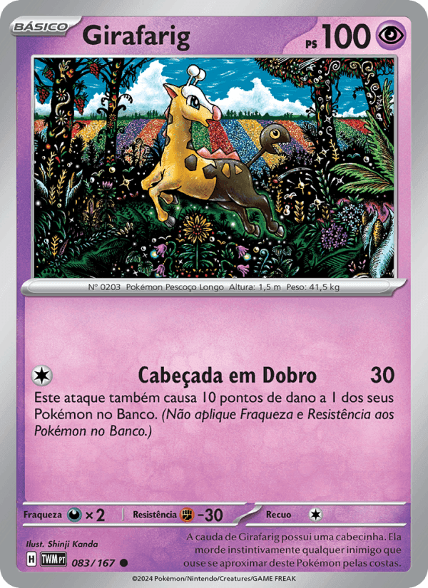 Girafarig, carta 083 de Máscaras do Crepúsculo