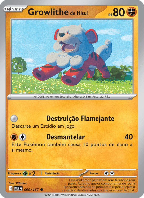 Growlithe de Hisui, carta 099 di Máscaras do Crepúsculo