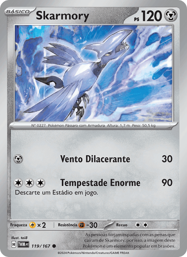 Skarmory, carta 119 de Máscaras do Crepúsculo