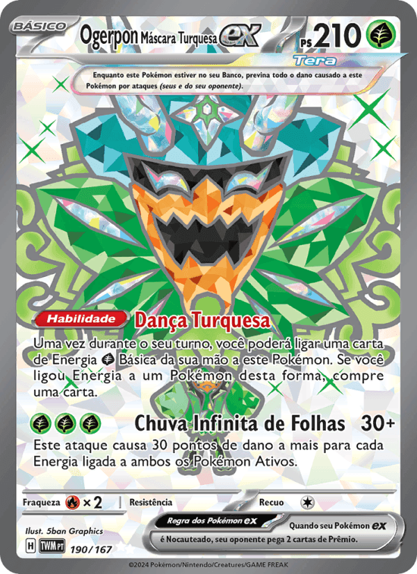 Ogerpon Máscara Turquesa ex, card 190 from Máscaras do Crepúsculo