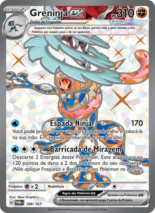 Greninja ex, carta 198 de Máscaras do Crepúsculo