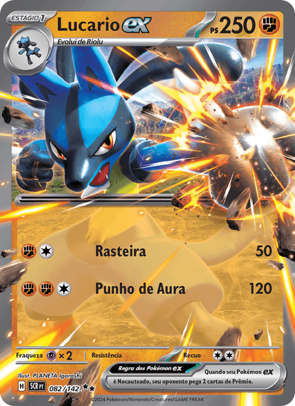 Lucario ex, card 082 from Coroa Estelar