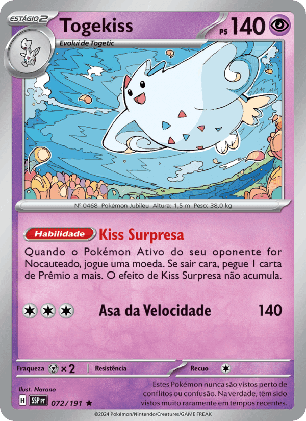 Togekiss, carte 072 de Fagulhas Impetuosas