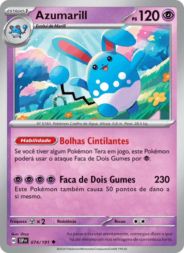 Azumarill, carta 074 de Fagulhas Impetuosas