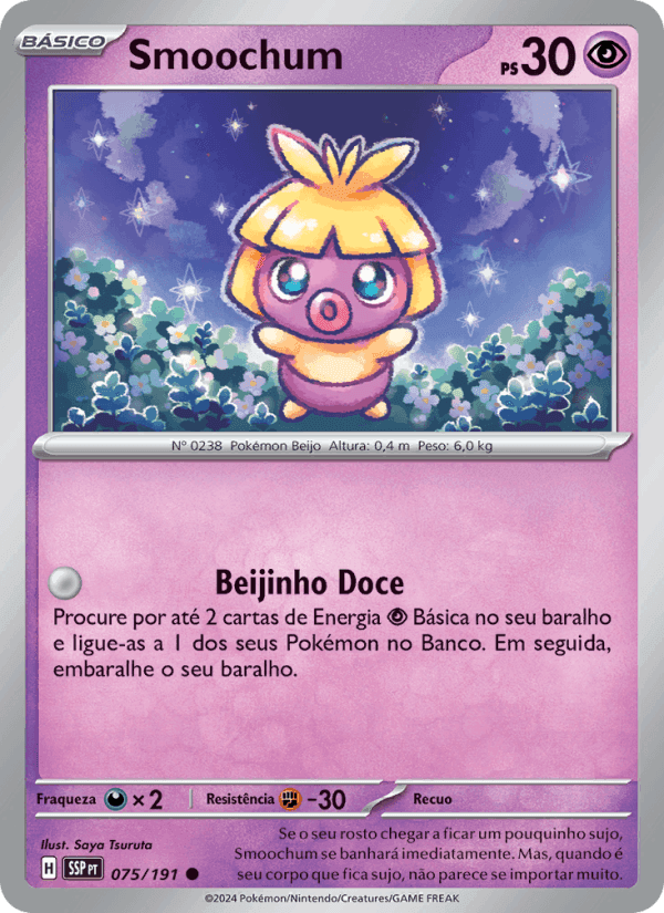 Smoochum, carta 075 de Fagulhas Impetuosas