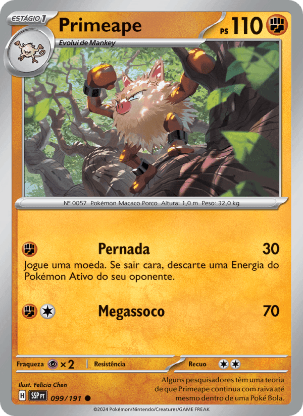 Primeape, carta 099 de Fagulhas Impetuosas