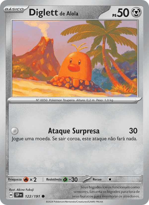 Diglett de Alola, carte 122 de Fagulhas Impetuosas