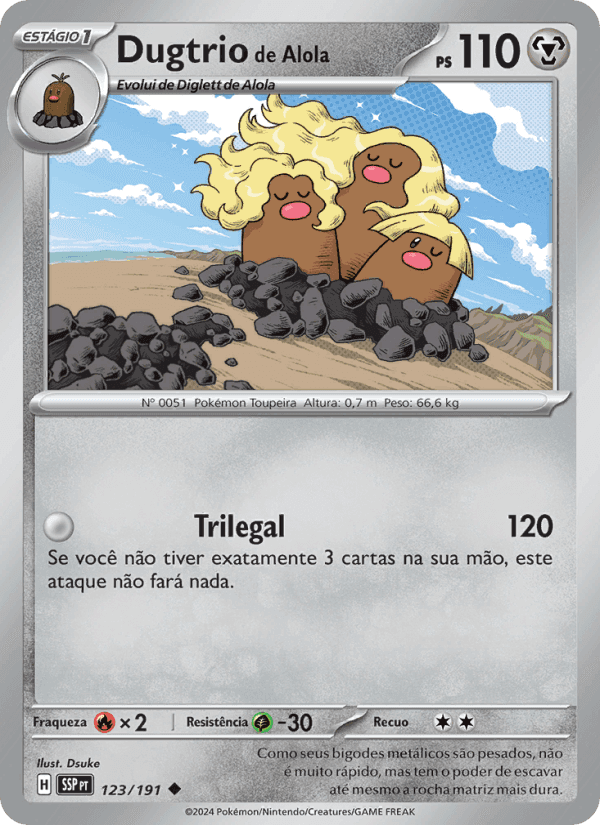 Dugtrio de Alola, carta 123 de Fagulhas Impetuosas