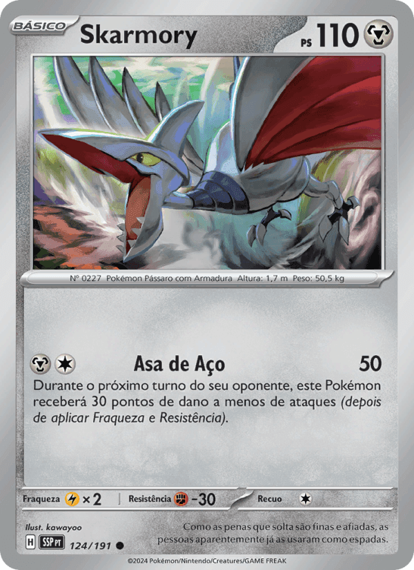 Skarmory, carta 124 di Fagulhas Impetuosas