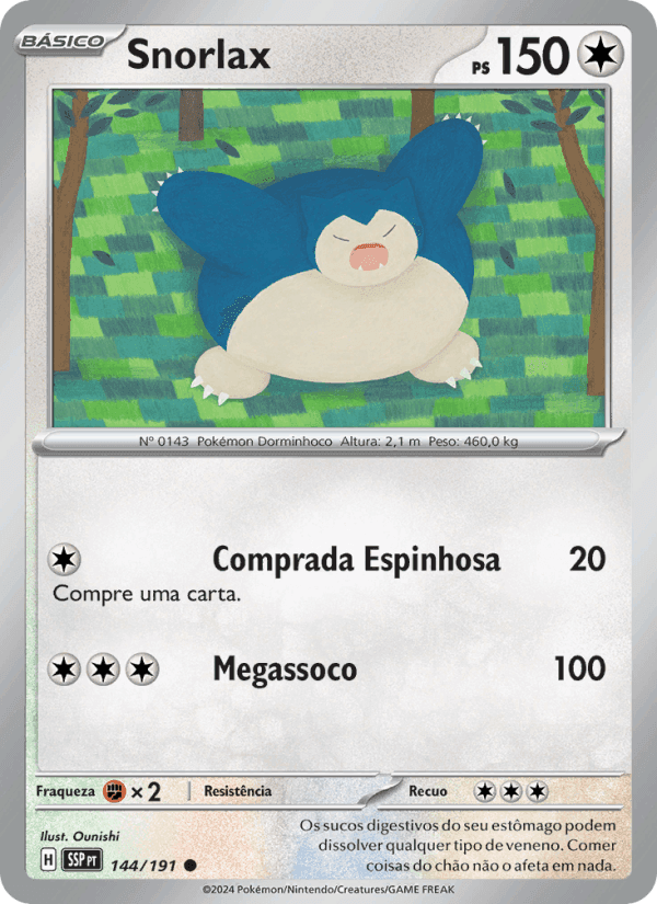 Snorlax, carta 144 de Fagulhas Impetuosas