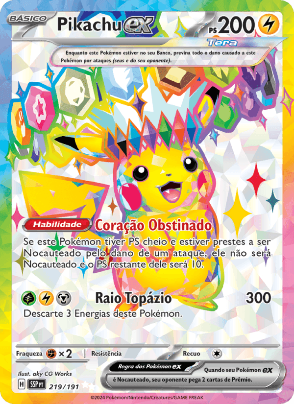 Pikachu ex, carta 219 de Fagulhas Impetuosas