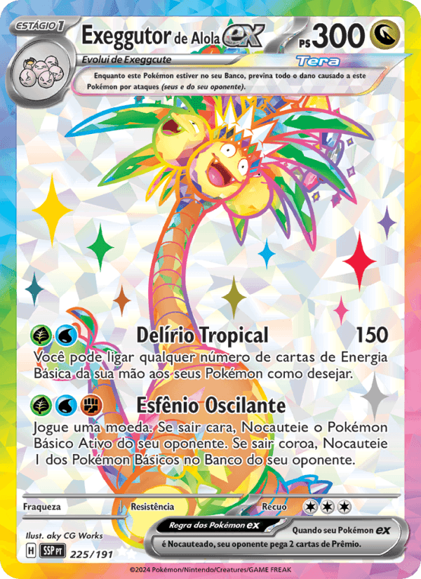 Exeggutor de Alola ex, carta 225 de Fagulhas Impetuosas