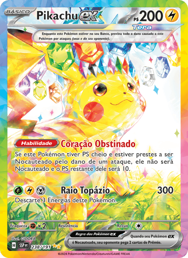 Pikachu ex, carta 238 de Fagulhas Impetuosas