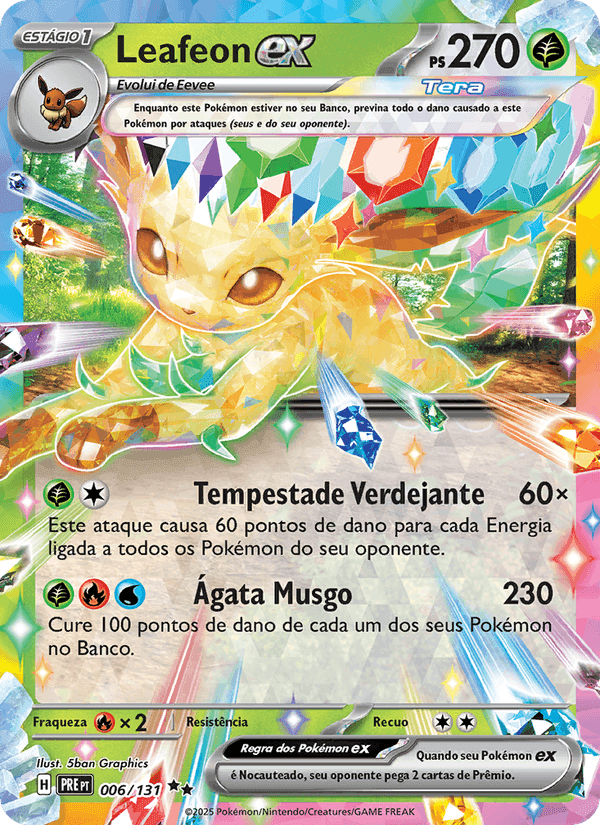 Leafeon ex, card 006 from Evoluções Prismáticas
