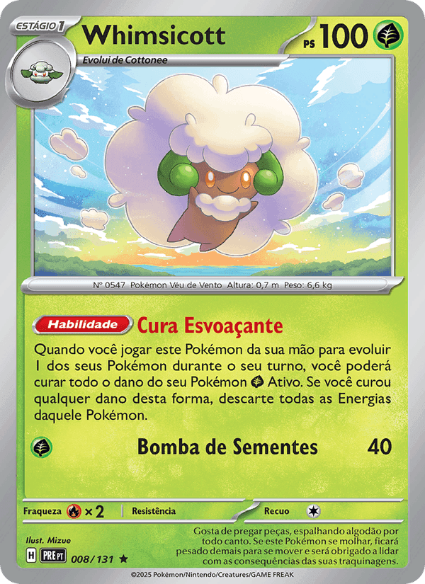 Whimsicott, carte 008 de Evoluções Prismáticas