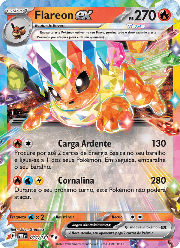 Flareon ex, carta 014 de Evoluções Prismáticas