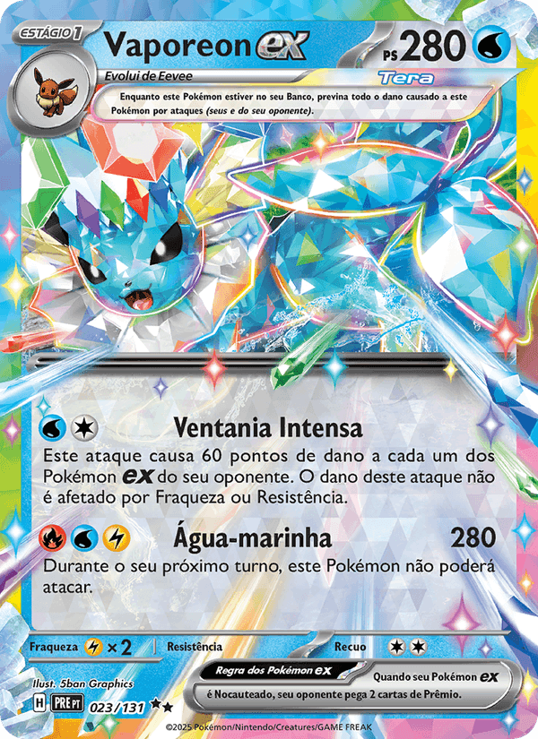 Vaporeon ex, carta 023 de Evoluções Prismáticas