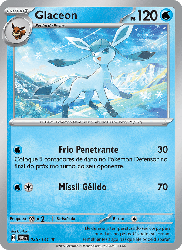Glaceon, carta 025 de Evoluções Prismáticas
