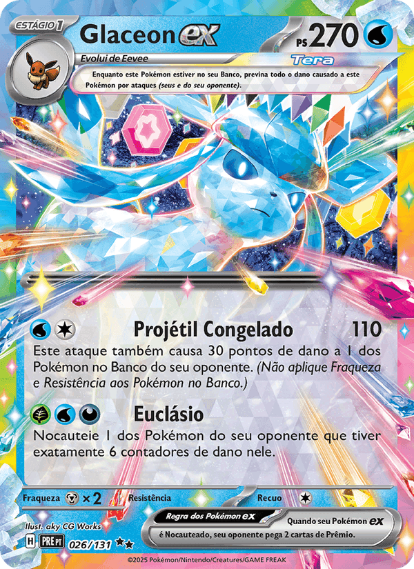 Glaceon ex, carta 026 de Evoluções Prismáticas