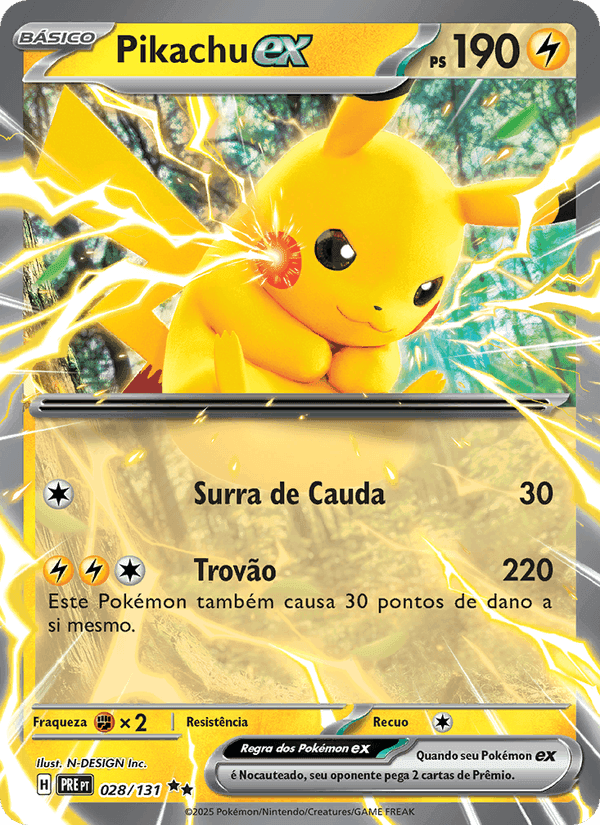 Pikachu ex, carta 028 de Evoluções Prismáticas
