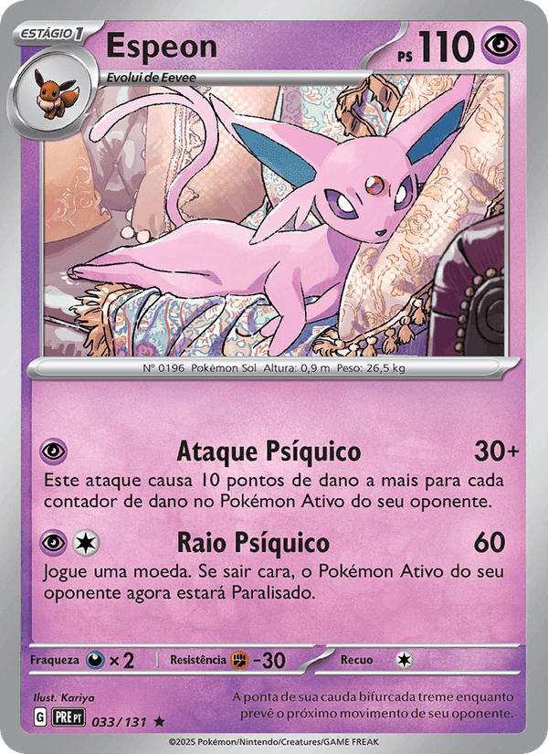 Espeon, carta 033 de Evoluções Prismáticas