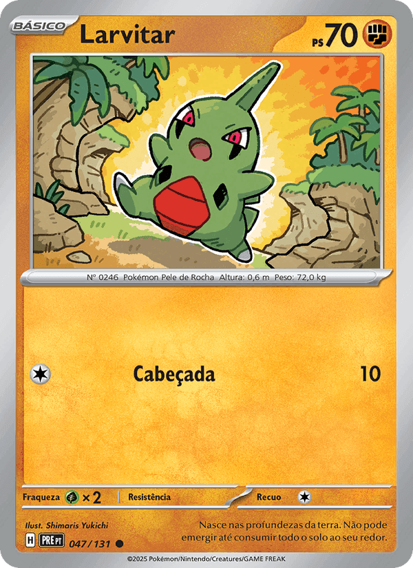 Larvitar, carta 047 de Evoluções Prismáticas