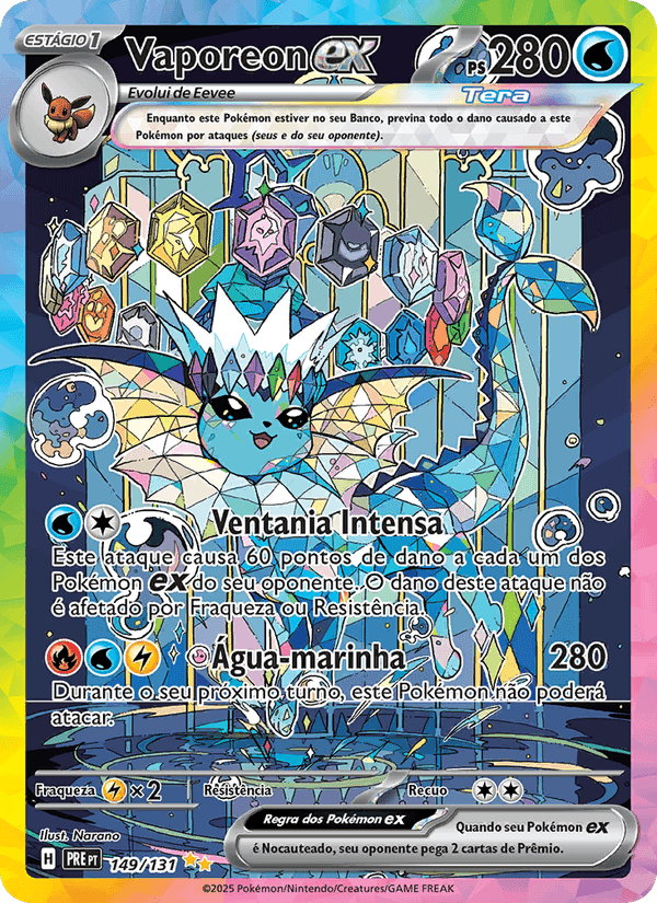 Vaporeon ex, card 149 from Evoluções Prismáticas