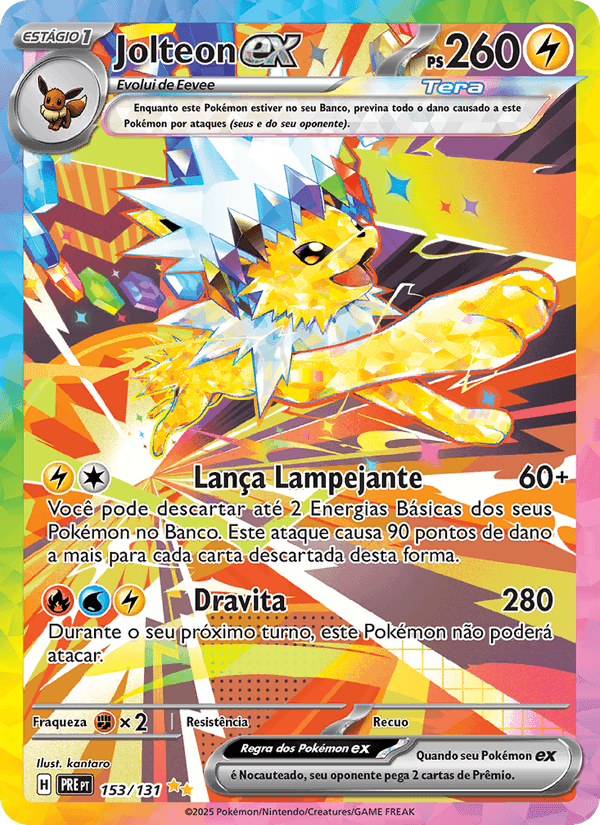 Jolteon ex, carte 153 de Evoluções Prismáticas