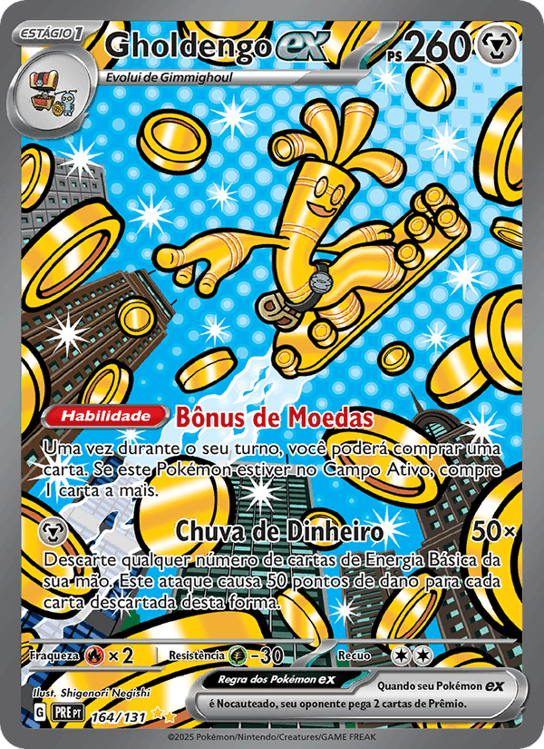 Gholdengo ex, card 164 from Evoluções Prismáticas