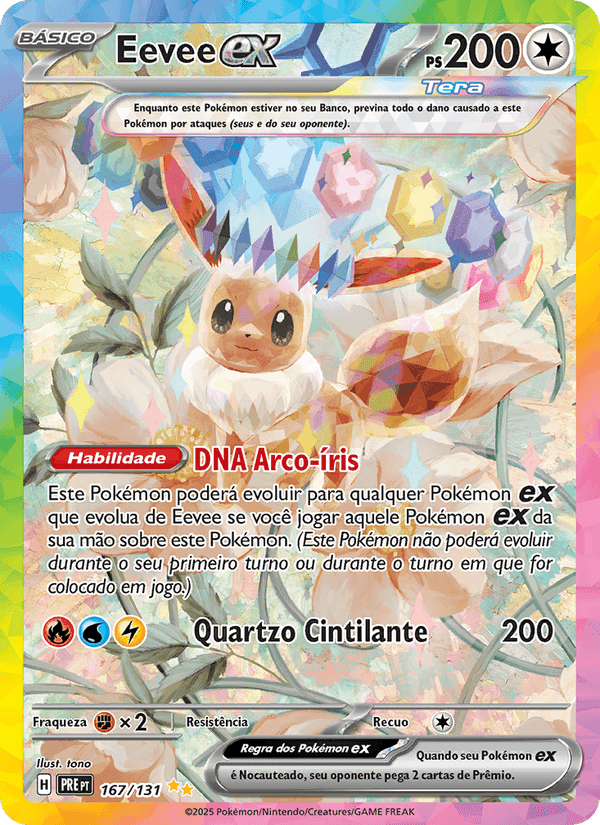 Eevee ex, card 167 from Evoluções Prismáticas