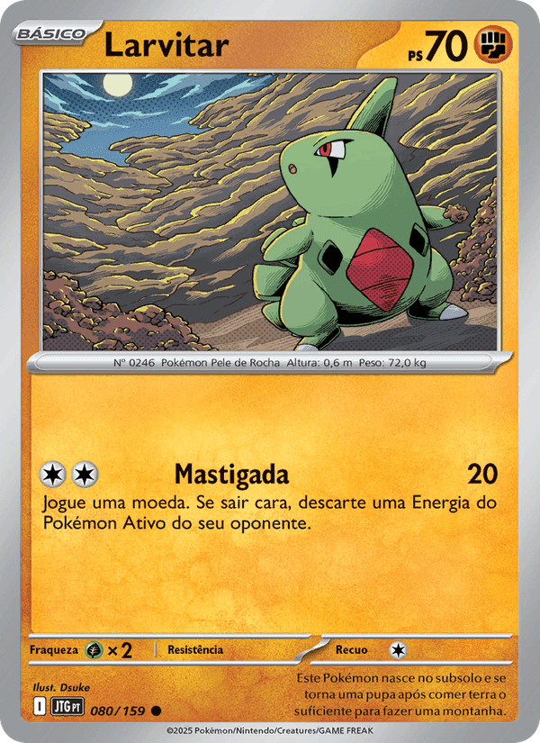 Larvitar, card 080 from Amigos de Jornada