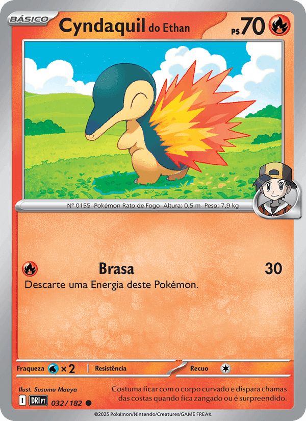Cyndaquil do Ethan, carta 032 de Rivais Predestinados
