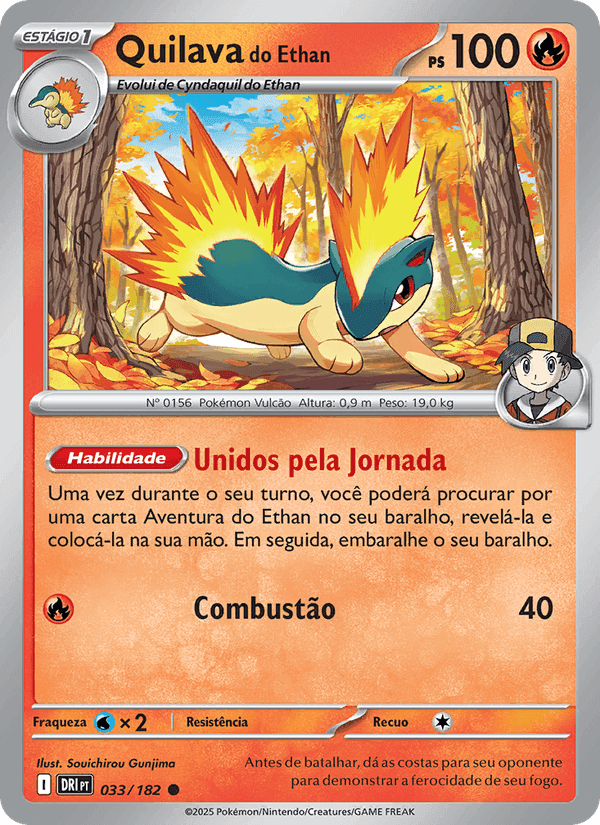 Quilava do Ethan, card 033 from Rivais Predestinados