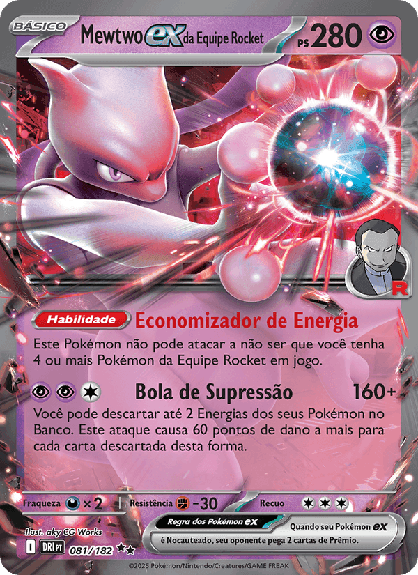 Mewtwo ex da Equipe Rocket, card 081 from Rivais Predestinados