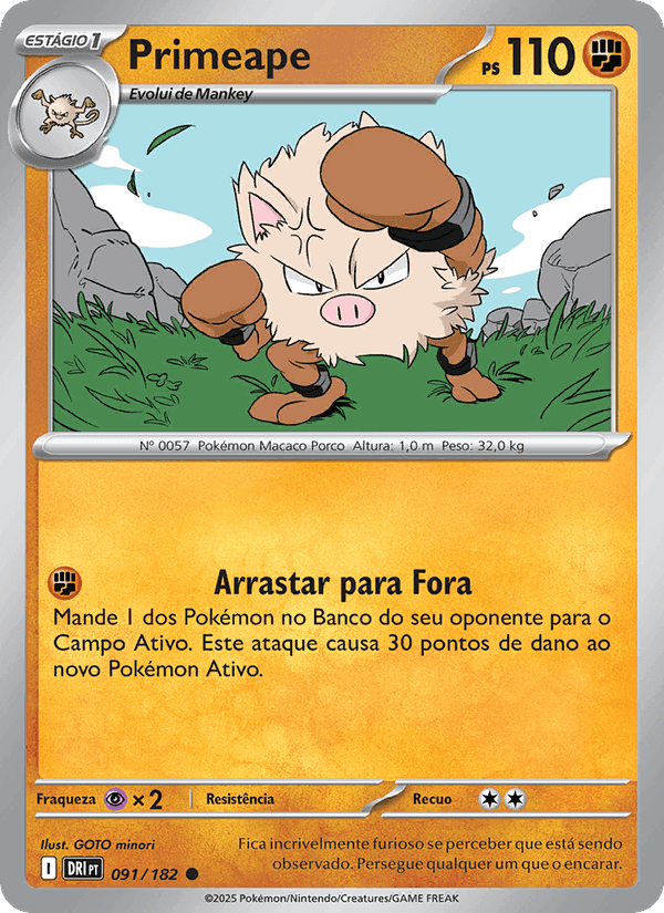 Primeape, carte 091 de Rivais Predestinados