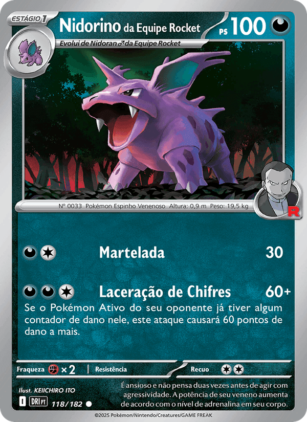 Nidorino da Equipe Rocket, carta 118 di Rivais Predestinados
