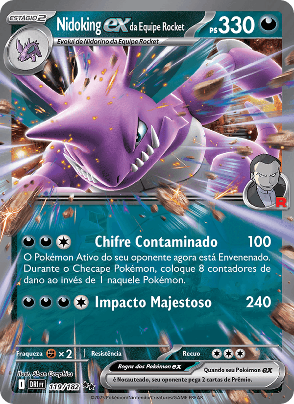 Nidoking ex da Equipe Rocket, carta 119 de Rivais Predestinados