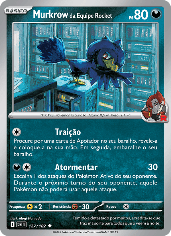 Murkrow da Equipe Rocket, card 127 from Rivais Predestinados