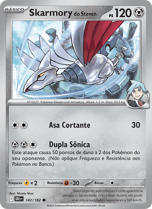 Skarmory do Steven, carta 142 de Rivais Predestinados