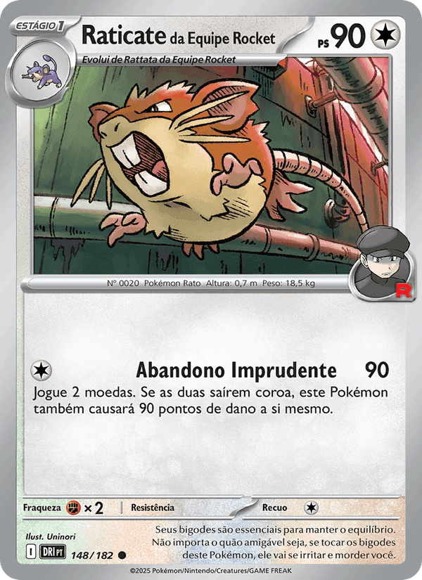 Raticate da Equipe Rocket, card 148 from Rivais Predestinados