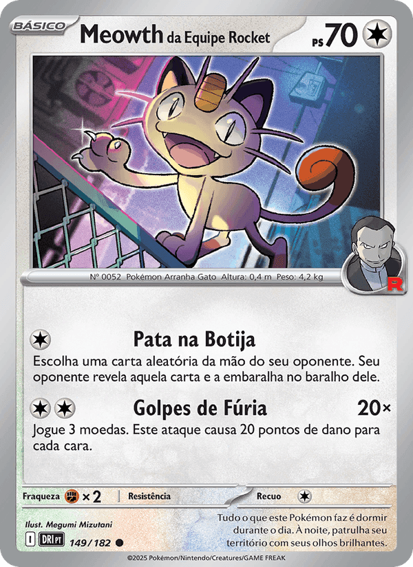 Meowth da Equipe Rocket, card 149 from Rivais Predestinados