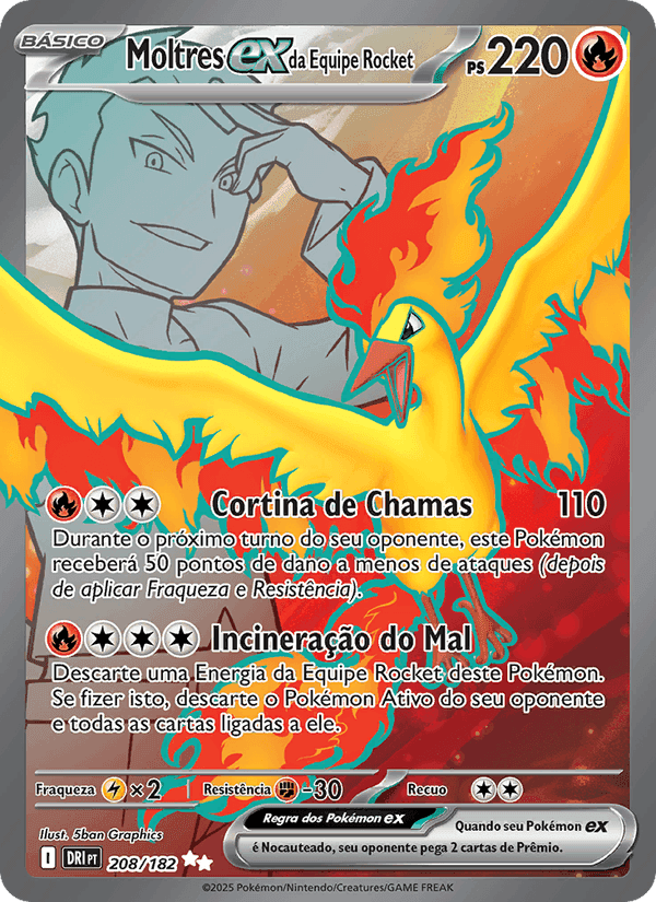 Moltres ex da Equipe Rocket, carta 208 de Rivais Predestinados