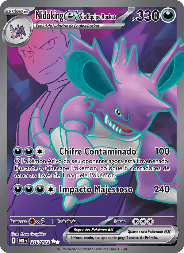 Nidoking ex da Equipe Rocket, carta 216 di Rivais Predestinados