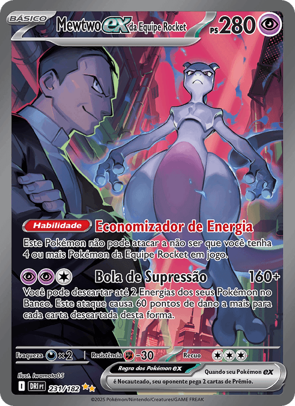 Mewtwo ex da Equipe Rocket, carta 231 de Rivais Predestinados